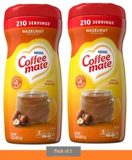 2 Pack Nestle Coffee Mate Hazelnut Powder Coffee Creamer, 15 oz, Lactose-free