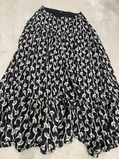ME+EM Black/White Floral Pleated Midi Skirt Women UK 14 Regular
