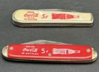Vtg Coca-Cola Pocket Knife Lot of 2  USA & Colonial Bottle Red Mother of Pearl