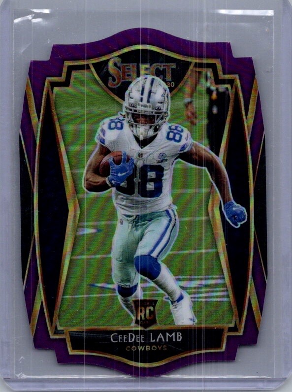 Panini Select 2020 Purple Prizm Die-Cut #157 CeeDee Lamb RC Cowboys Football