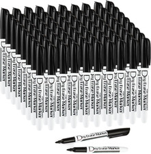 Volcanics Black Dry Erase Markers Low Odor Fine Whiteboard Markers Thin Box of 8