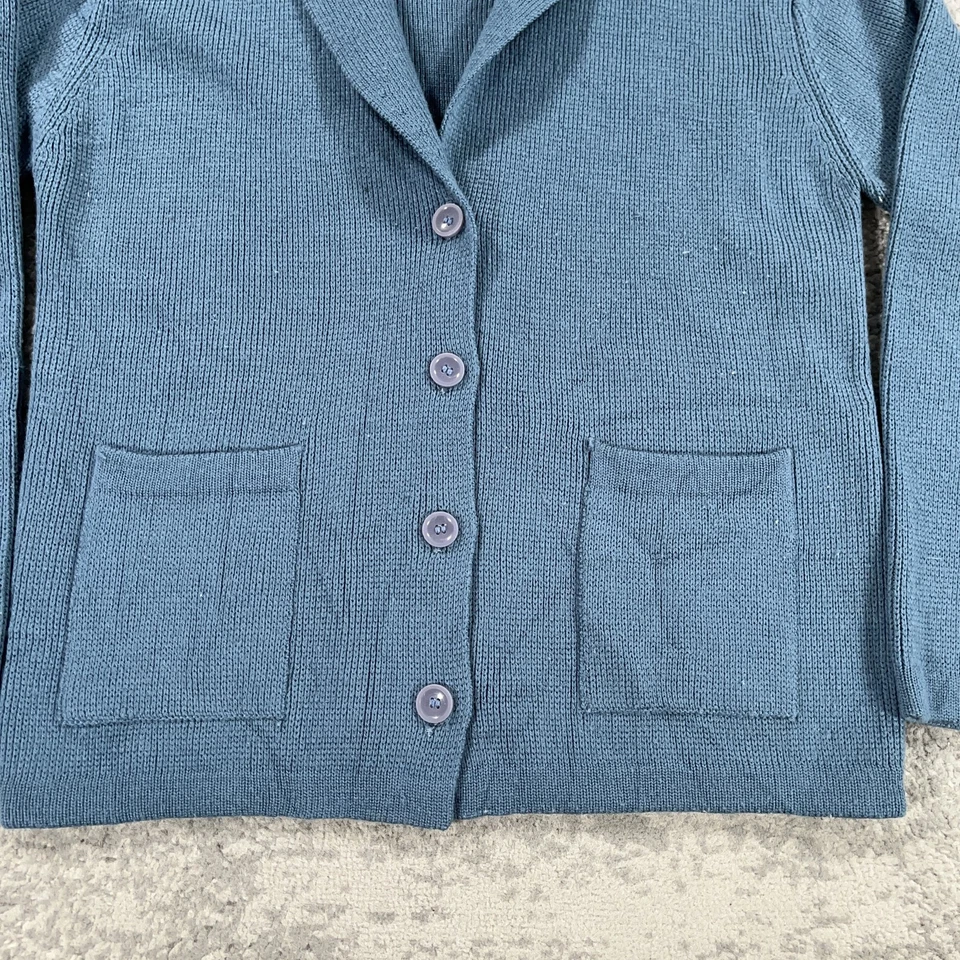 Vintage Jantzen Sweater Womens Large Blue Knit Blazer Cardigan 100% Acrylic 80s - Image 3 of 4