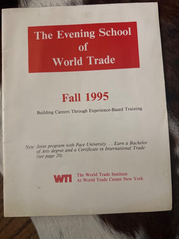 vintage brochure for The Evening School of World Trade at the World Trade Instit