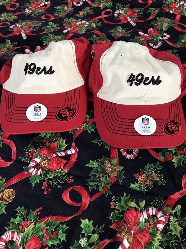 49ers Pair Of NFL  Team Apparel Hat Cap Womens Red/Tan/Black Adjust Closure NEW