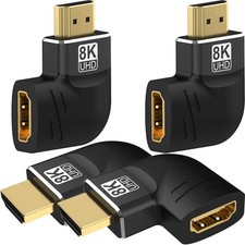 4 Pack 8K HDMI 2.1 Male to Female Adapter Connector Flat 90  270 Degree