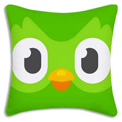 Duolingo Duo Owl Cute Throw Pillowcase Pillow Case Zippered USA Shipping