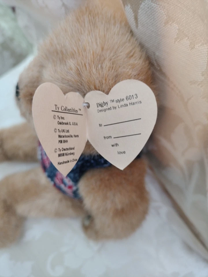 Colección Ty Attic Treasures, Digby, patas articuladas posables, estilo 6013. Etiqueta 1993 Foto 2 de 4