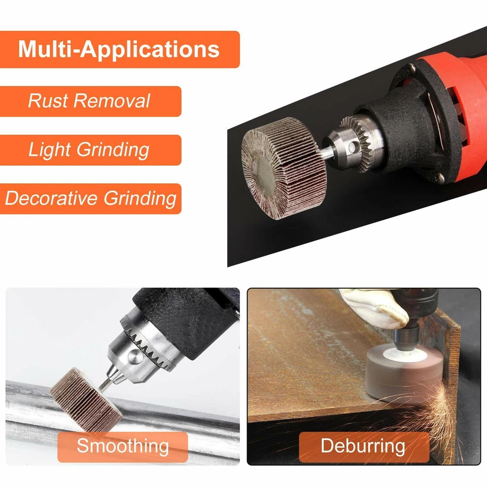 Lijadora de rueda de aleta 1x1x1/4" para lijado montado en taladro 40 60 80 120 grano Foto 3 de 4