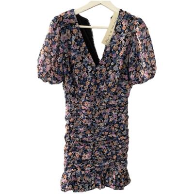 Allison & Kelly Women's Floral V-Neck Short Sleeve Ruffle Ruched Dress  Small NWT | eBay
