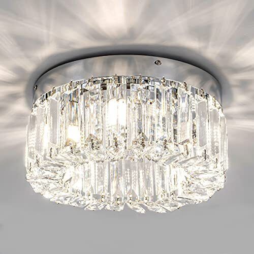 Modern LED Crystal Ceiling Light Fixture Flush Mount，Chrome 11.8´´ Round Led ...