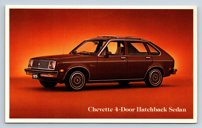 Vintage Chevrolet Advertising Postcard 1970s Chevette 4-Door Hatchback Sedan F8
