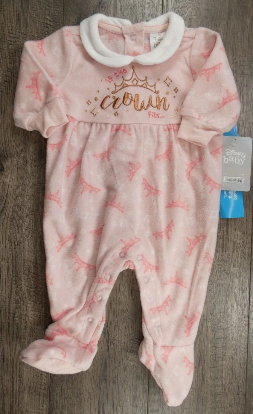 Baby Girl Clothes New Disney Baby 3-6 Month Pink Fleece If The Crown Fits Outfit