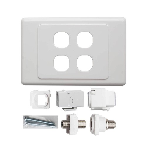 4Gang Wall Plate + HDMI Gold Plate, PAL TV, Pay TV F-type, Cat6 RJ45 cw4Hd2TvC6 - Picture 6 of 6