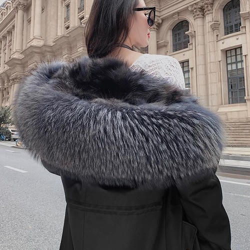 Winter Women's Genuine Raccoon Fur Collar/Liner Coats Long Parka Jackets Outdoor - Picture 11 of 40