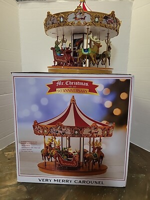 Mr. Christmas  Very Merry Carousel  Reindeer Santa Animated Lighted New Open Box