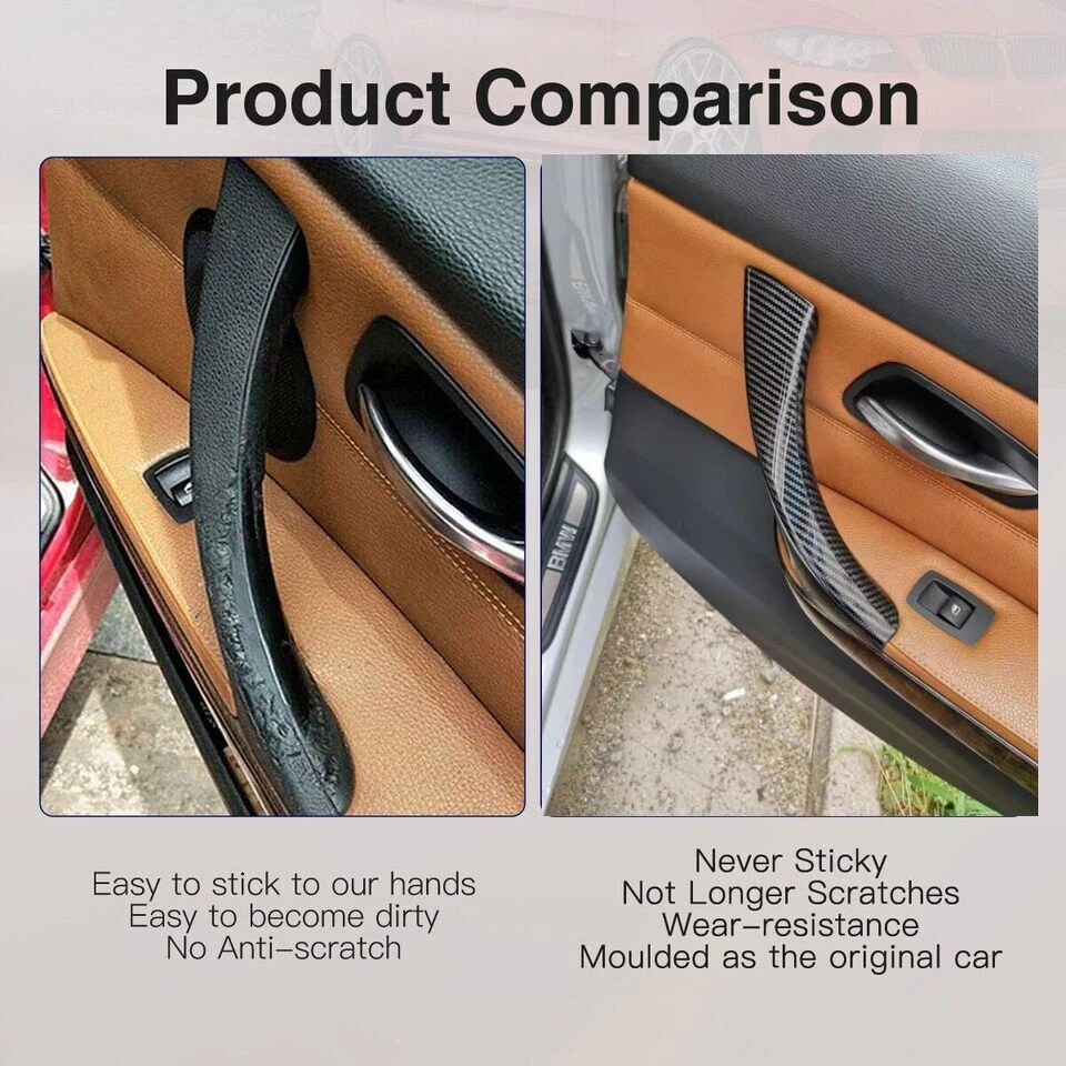 Inner Door Panel Handle Pull Outer Trim Cover For BMW E90 E91 328i 325i 3-Series Foto 3 de 4