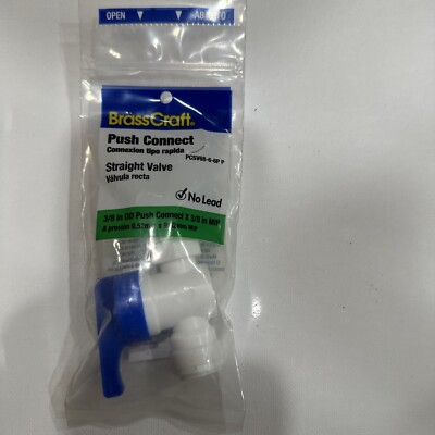 BrassCraft PCSV68-6-6P 3/8-in Push Connect X 3/8-in MIP--Straight Valve box002