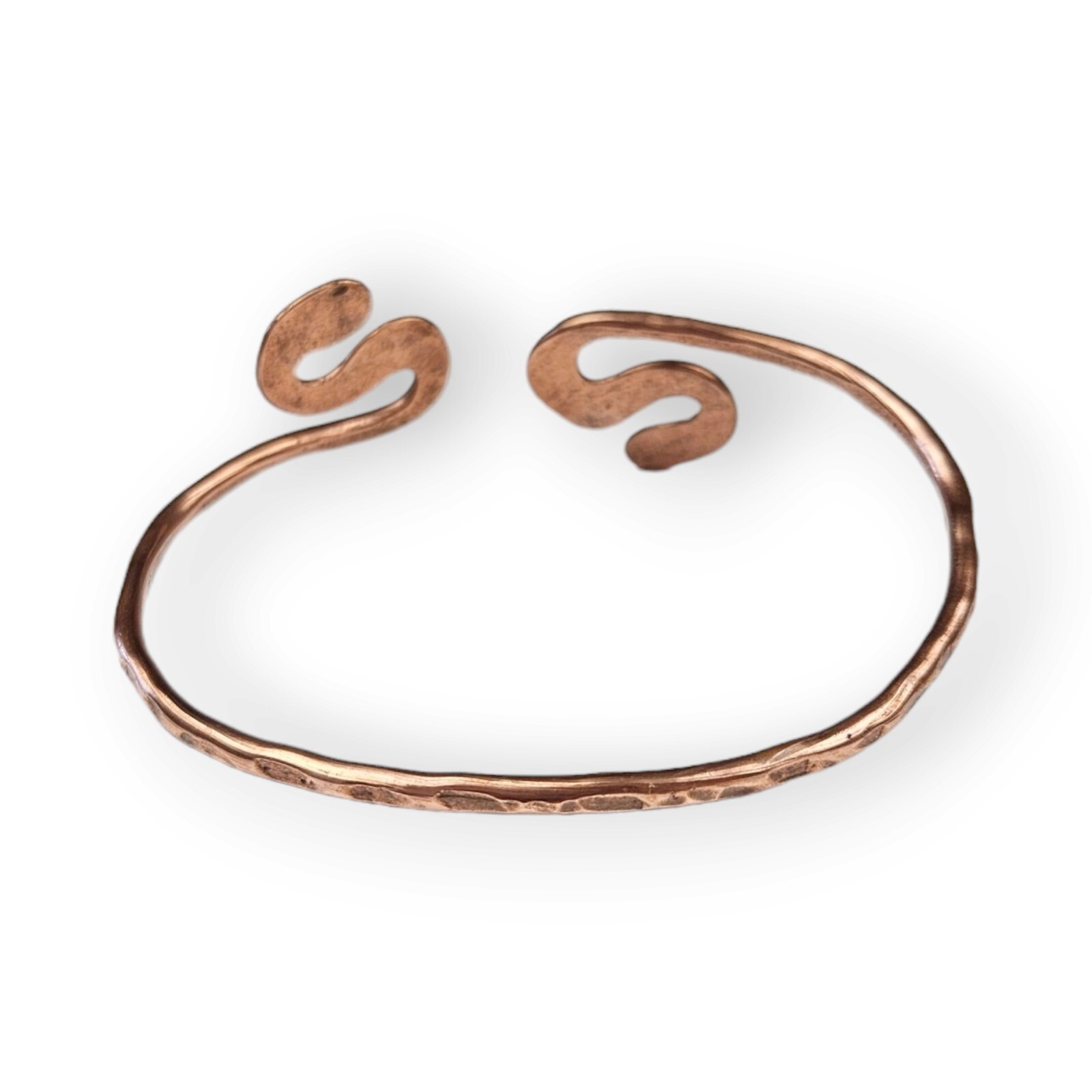 Hammered Solid Copper Cuff Bracelet Wire Twist Op… - image 4