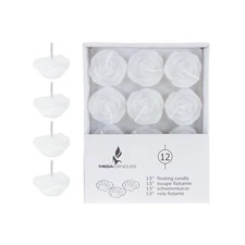 Mega Candles - Unscented 1.5" Floating Flower Candles - White, Set of 12