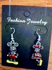 Disney Mickey  Minnie Deluxe 3D/Gem Stones .925 Sterling Silver Hooks Earrings