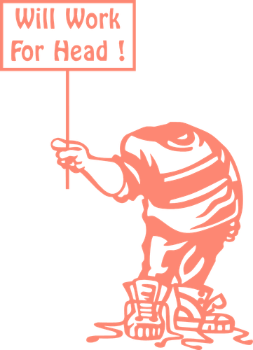Will Work For Head Funny Vinyl Decal Sticker 43 different colors available - Foto 17 di 45