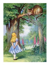 Alice the Cheshire Cat Cotton Fabric Quilt Block Quilting Sewing Multi Sz
