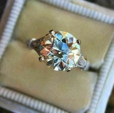 3Ct Round Cut Lab Created Diamond Engagement Women's Ring 14K White Gold Plated