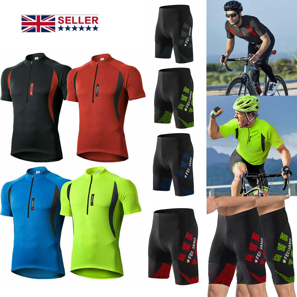 Men s Short Sleeve Cycling Jersey and Padded Shorts Set Road Bike