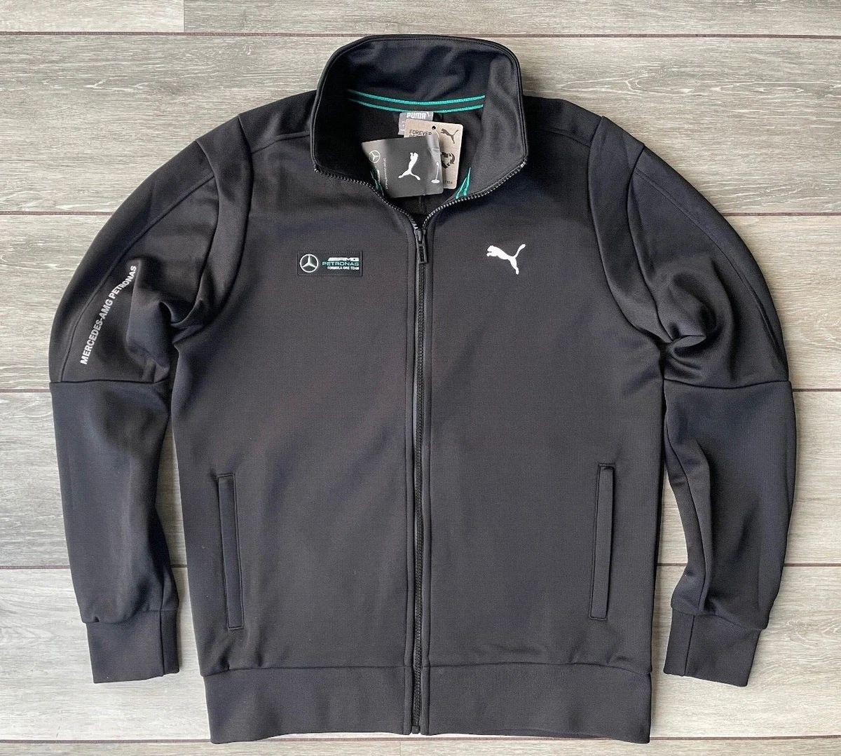 PUMA BLACK MERCEDES AMG F1 MAPF1 TRACK SWEATSHIRT JACKET - MEDIUM  