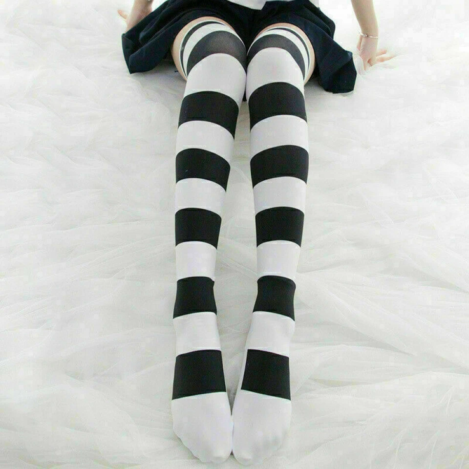 Anime Lindo Pata de Gato Sobre la Rodilla Calcetines Estampado Lolita Juegos con disfraces Medias Hasta el Muslo Foto 2 de 4