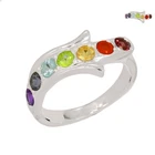 Healing Chakra - Amethyst, Iolite & Peridot 925 Silver Ring Jewelry s.7 CR70581
