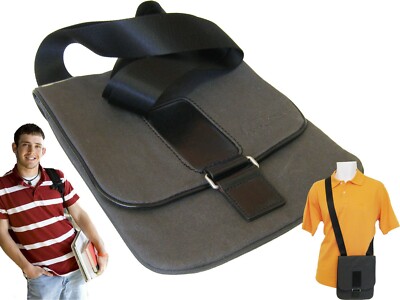 LACOSTE SHOULDER BAG Flat Vertical Cross-over Vintage L11 Uptown Charcoal  NEW