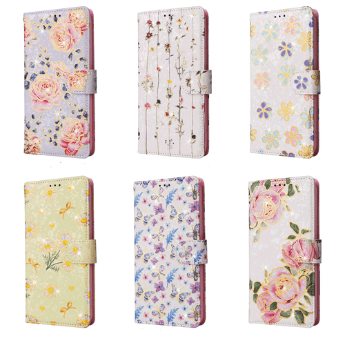 Floral Flip Case For iPhone 15 Pro Max 14 13 16 11 Pro Leather Card Wallet Cover - Picture 11 of 18