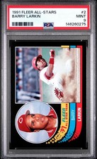 1991 Fleer All Star Barry Larkin #2 Cincinnati Reds PSA 9 Mint Pop 7
