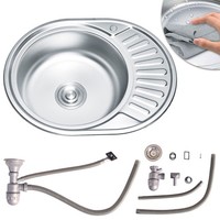 SpüLbecken KüChenspüLe EinbauspüLe 57CM EdelstahlspüLe Rechts Ablage Rundbecken