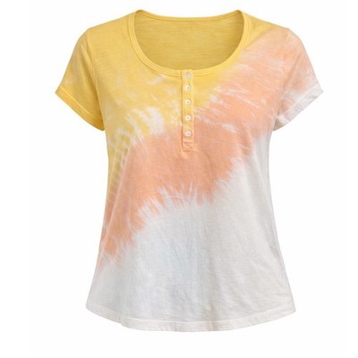 Torrid tie dye Yellow Orange Henley Short Sleeve top 00 summer boho festival