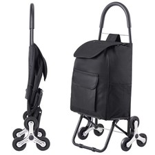 Stair Navigating Trolley, 36L Collapsible Shopping Cart, Market Cart Trolley