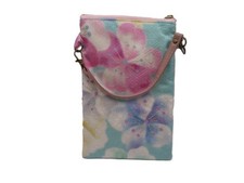 Kimono remake smartphone pouch, light blue, floral pattern, kimono fabric