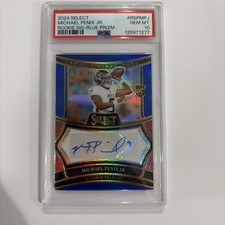 2024 Panini Select - Michael Penix Jr. - RC- Blue - Prizm - Autograph - PSA 10