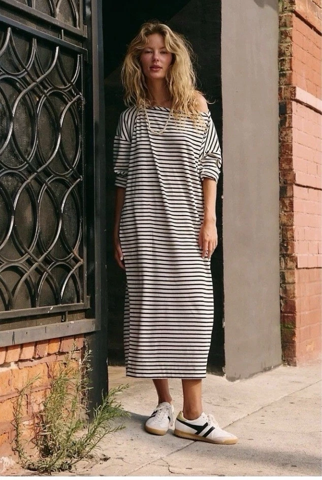 chinese dress ladies Cecelia Striped Maxi