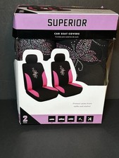 Superior Butterfly Pink Bling Seat Covers 2-pack Superior Butterfly Pink Bling Seat Covers 2-pack
