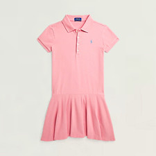 Polo Ralph Lauren Girls Polo Dress Pink Collared Mesh Cap Sleeve Size S