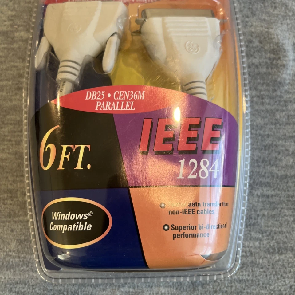 GE IEEE 1284 Printer Cable 6 ft DB25 CEN36M Parallel HO97887 Windows Compatible - Image 3 of 4