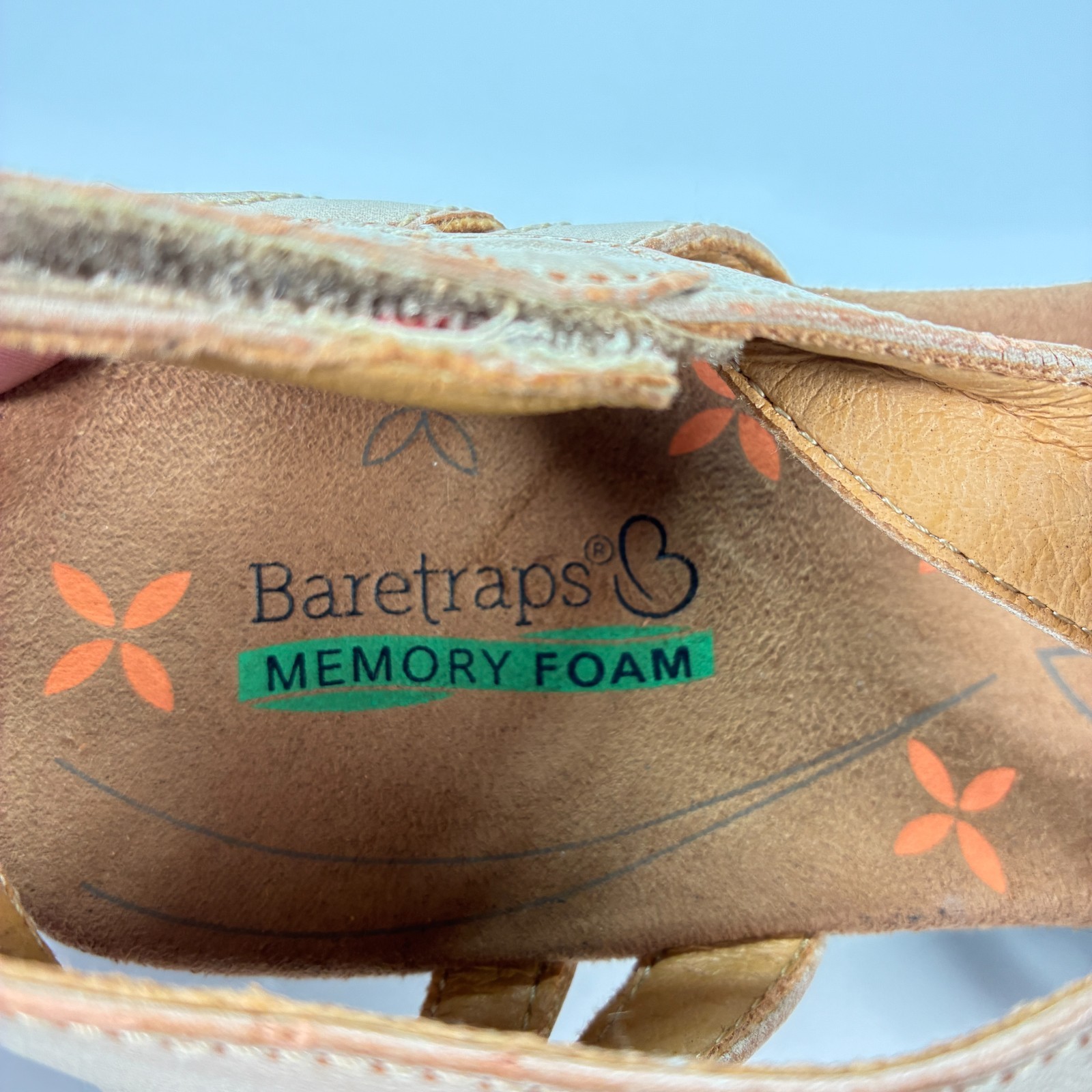 Baretraps Hermine Caramel Brown Braided T-Strap Wedge Sandals Women’s Size 8M