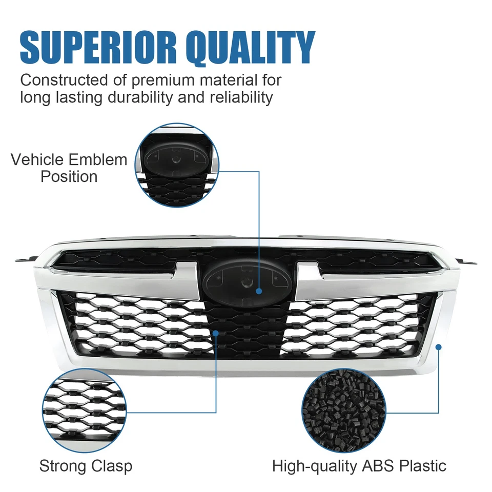 Front Grille Grill Replacement For 2013-2014 Subaru Legacy Chrome Black Foto 4 de 4
