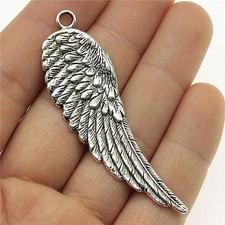 5PCS Antique Silver Tone Metal Large Wing Pendant Charm 20X66mm XCS337