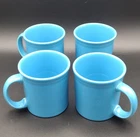 Post 86 Fiesta Set Of 4 Peacock Blue Coffee Mugs Retired Color