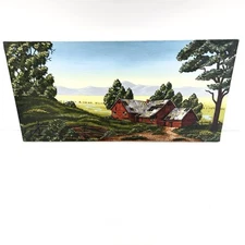 Antique Watercolor Painting Farm Barn J. Mickel 1981 Length 24” Width 12”