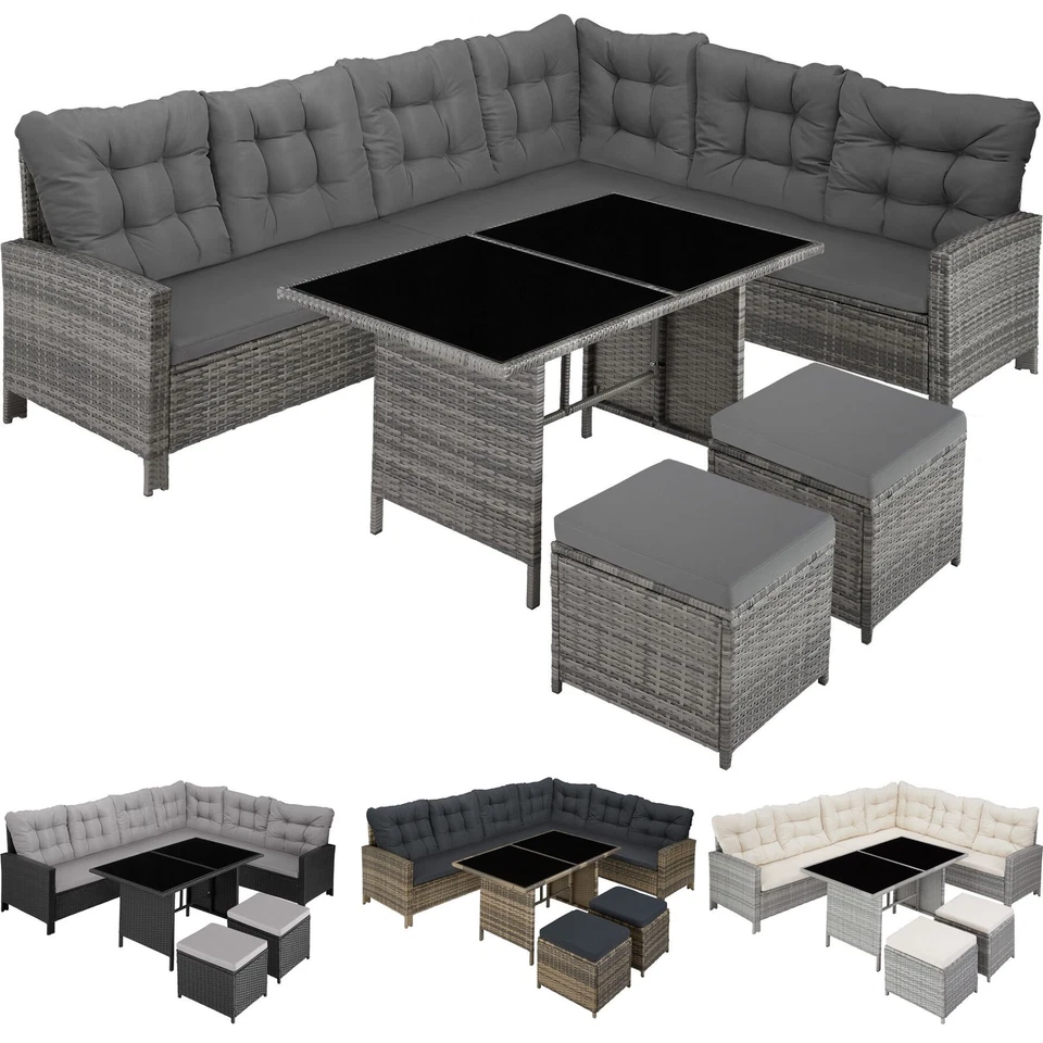 TECTAKE XXL Polyrattan Sitzgruppe Lounge Set Eck Sofa Gartenmöbel Garten Garnitur Möbel