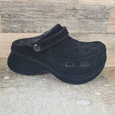 Crocs Classic Bae Velvet Clogs Womens Sz 5 Black Comfort Slingback Round Toe